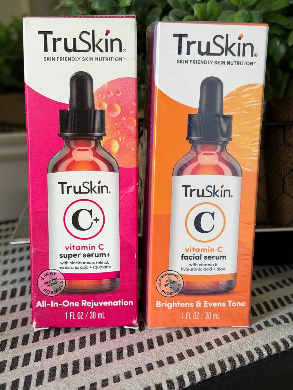 TruSkin Vitamin C Super Serum+ & Facial Serum Set NIB Brightening Anti Aging